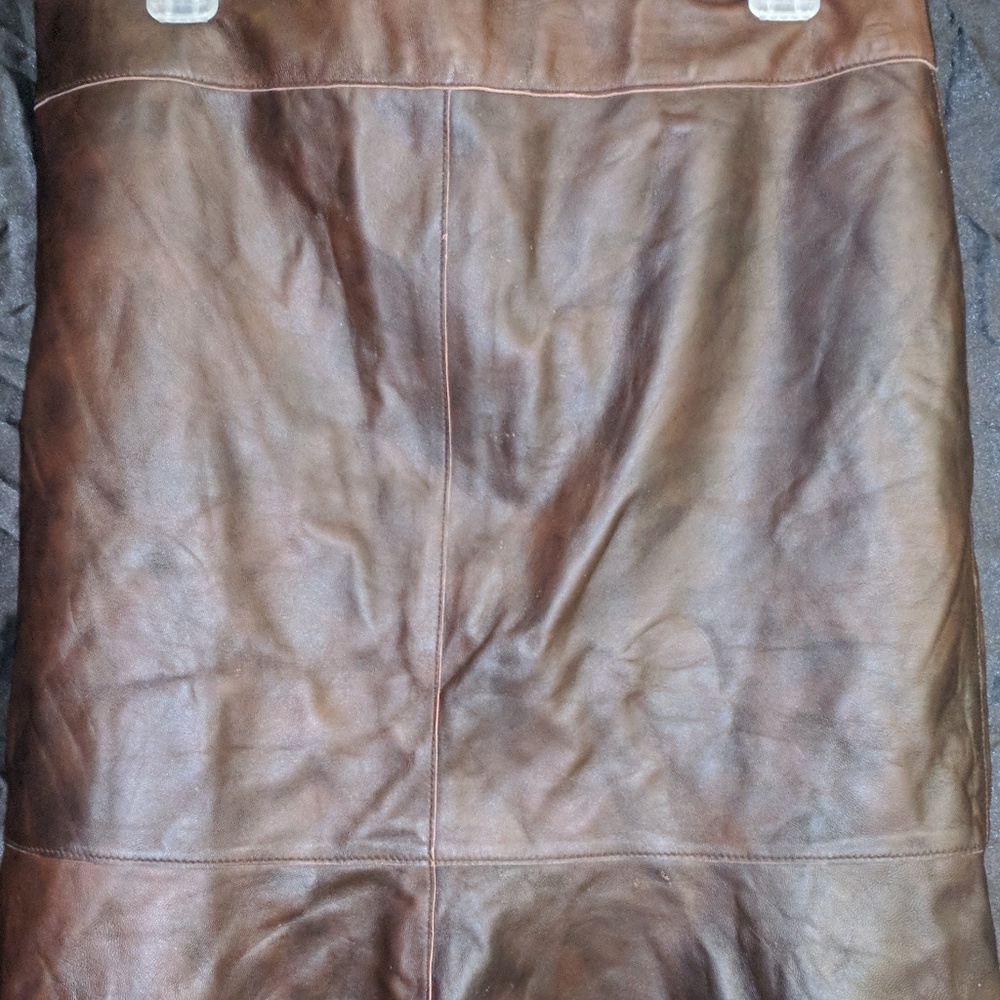 Philippe Genuine Leather Skirt with flare bottom
